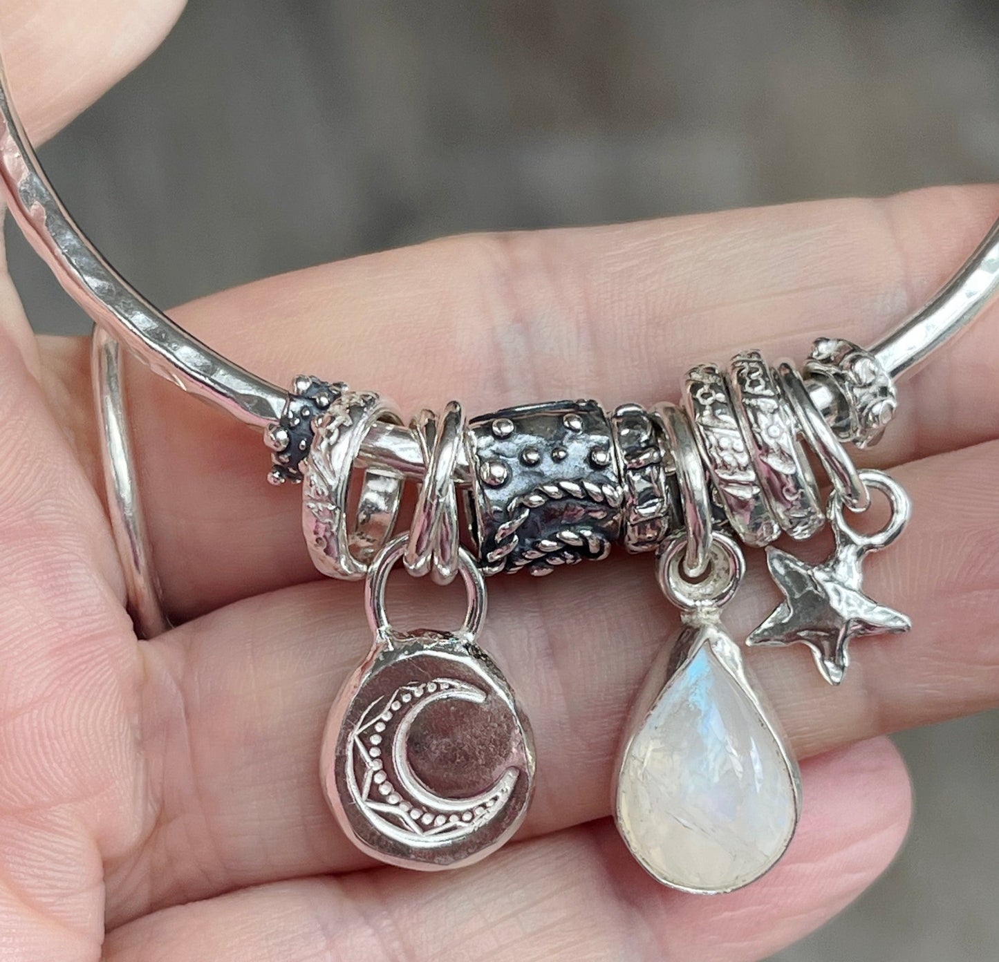 Moonstone Charm Bangle