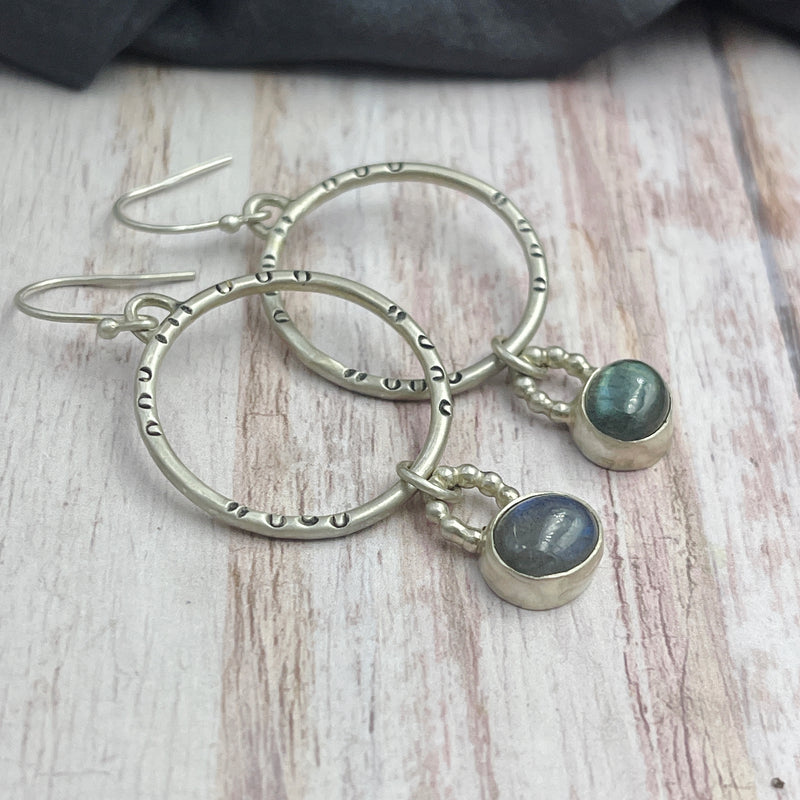 Labradorite Hoop Earrings