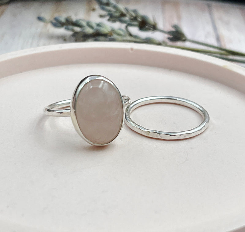 Rose Quartz Oval Cabochon Ring