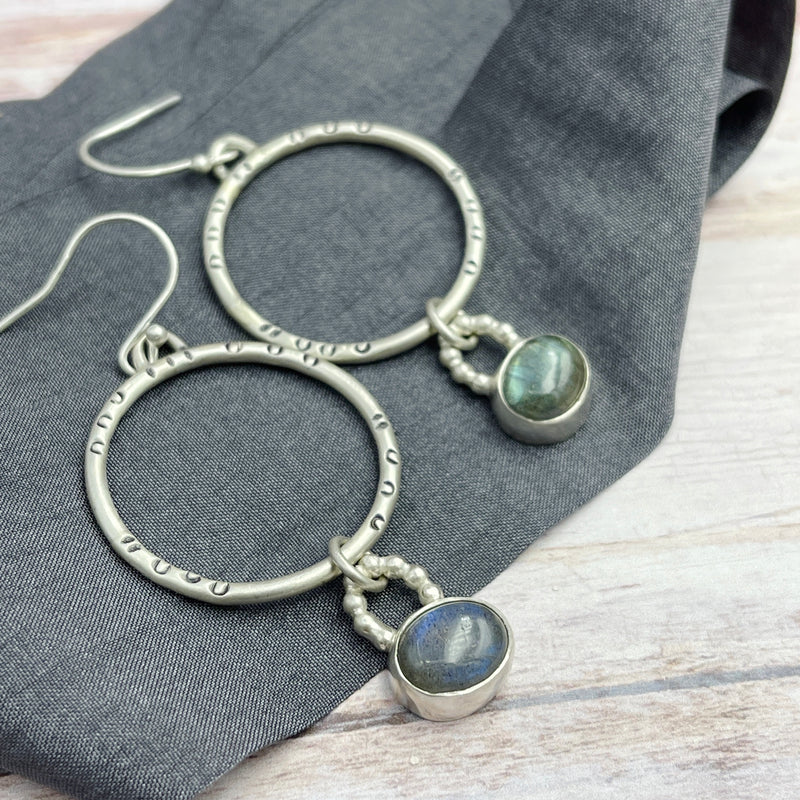 Labradorite Hoop Earrings