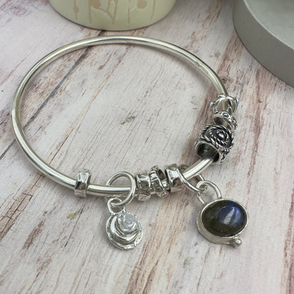 Labradorite Moon  Charm Bangle