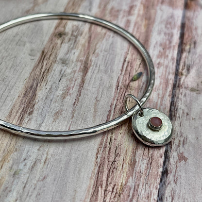 Gemstone Charm Bangle - Hallmarked