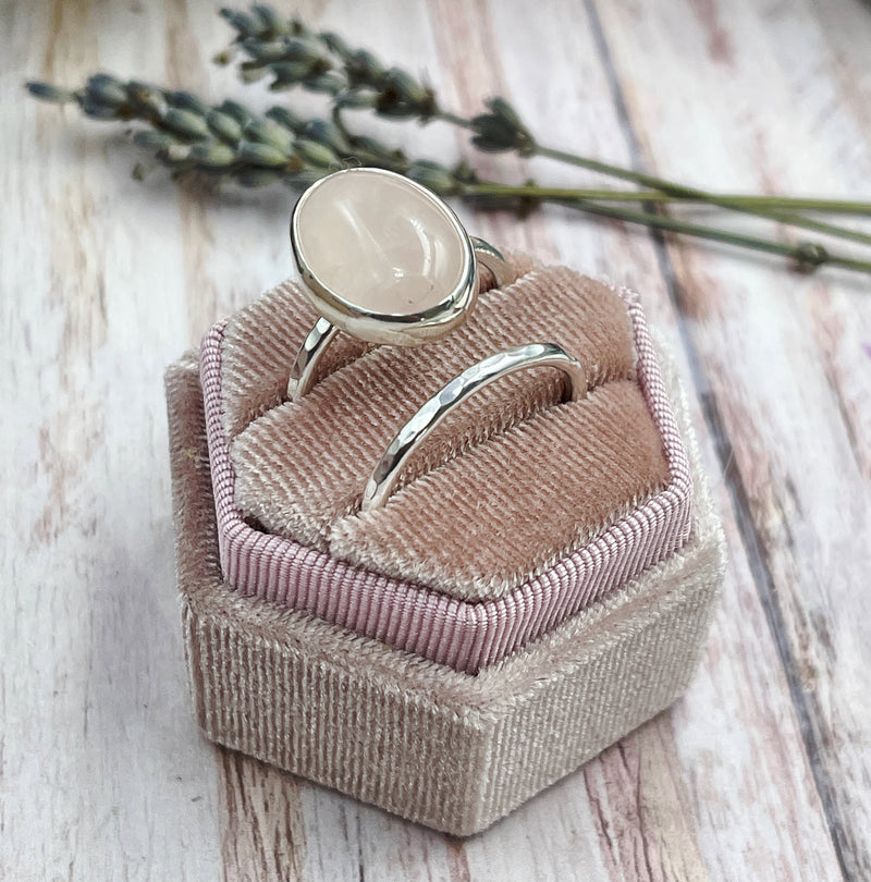 Rose Quartz Oval Cabochon Ring