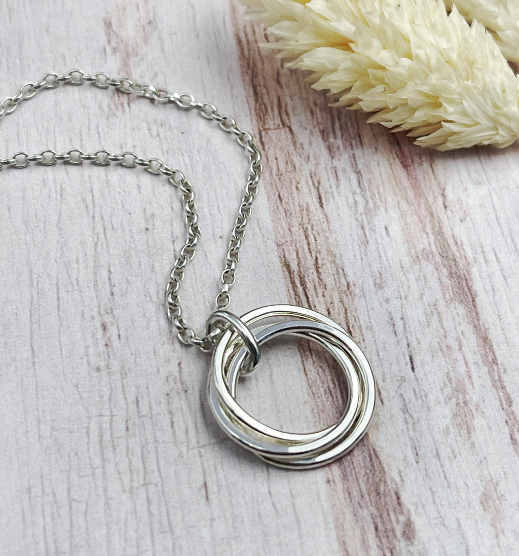 3 Petite Ring Sterling Silver Necklace