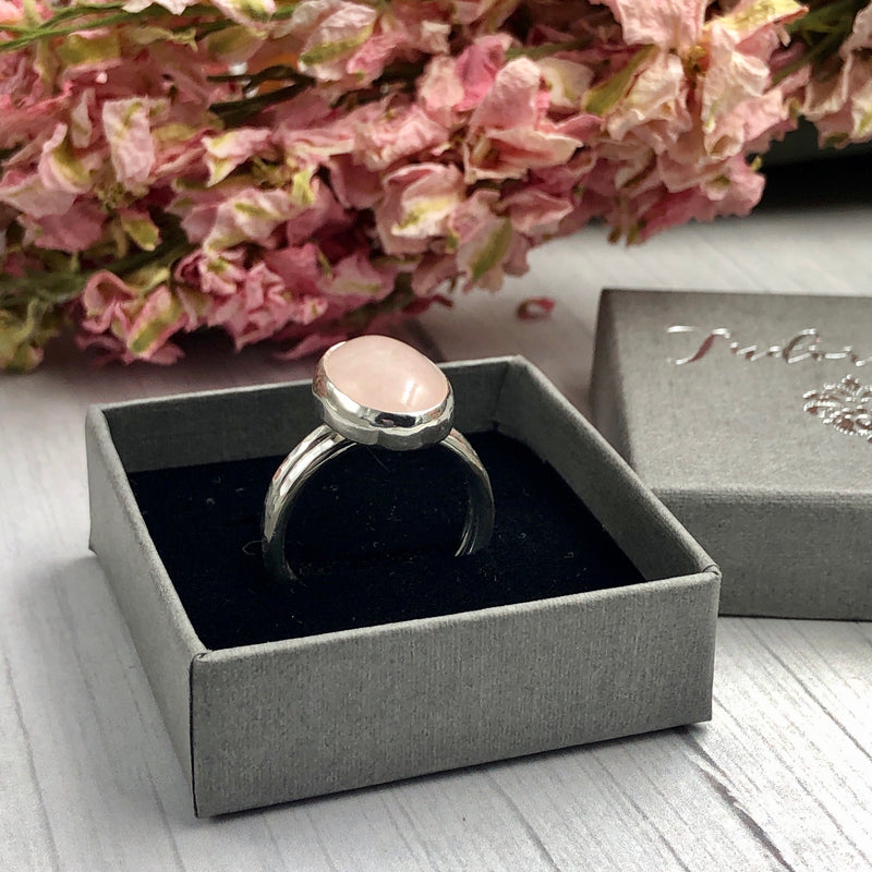 Rose Quartz Oval Cabochon Ring