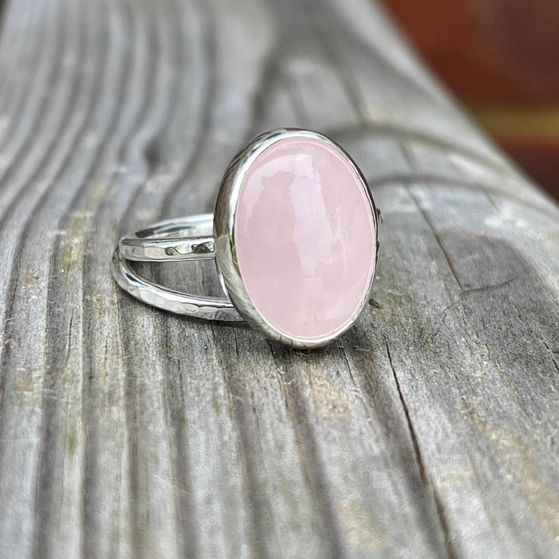 Rose Quartz Oval Cabochon Ring