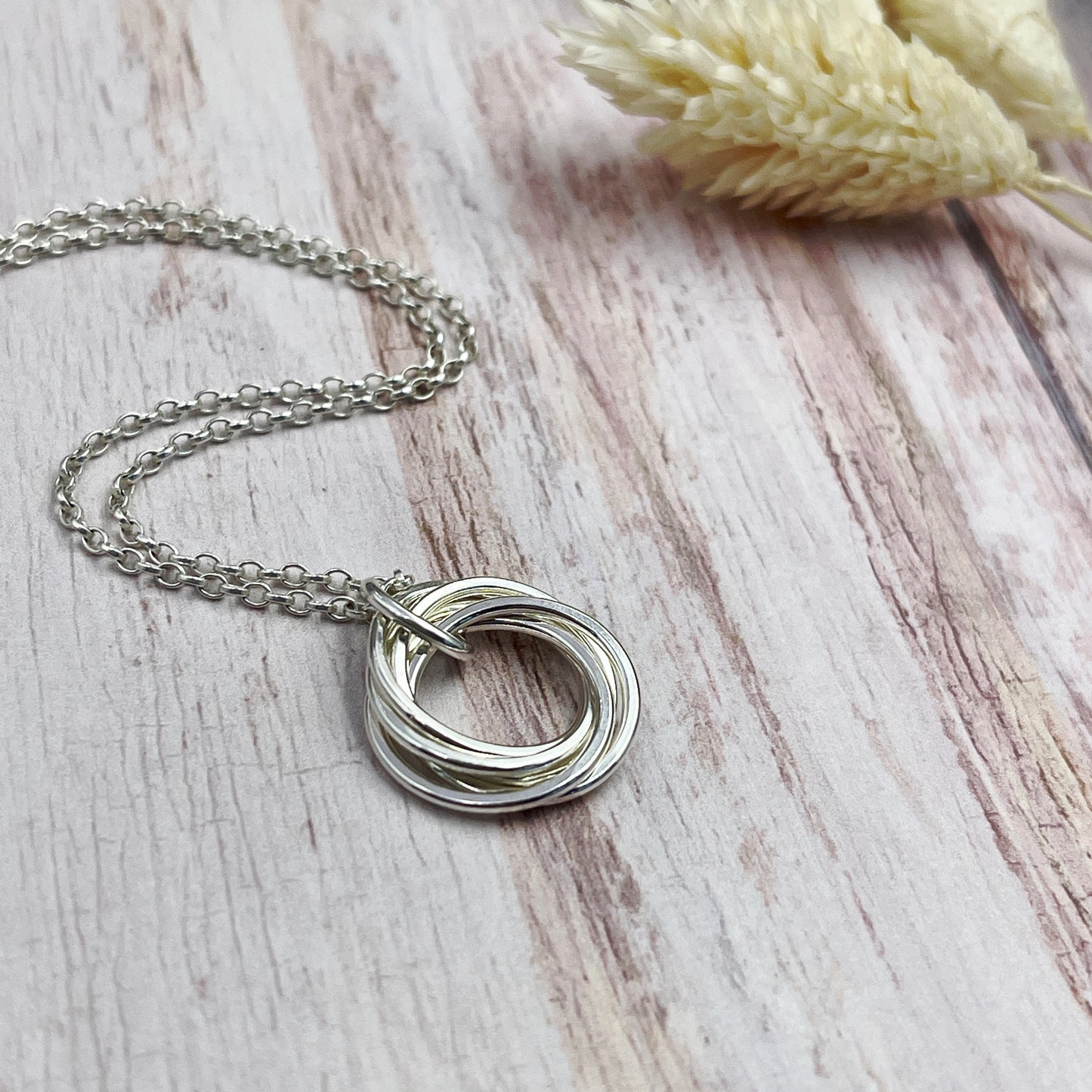 5 Petite Rings Sterling Silver Necklace - Ready Now