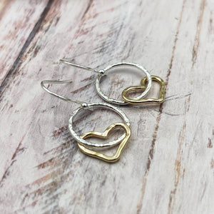 Silver & Gold Heart Earrings