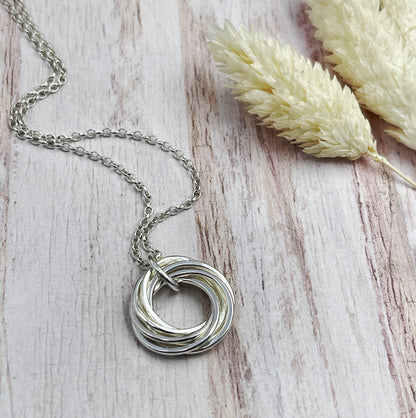 7 Petite Rings Sterling Silver Necklace - Ready Now