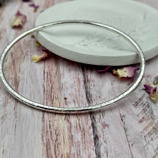 Classic Silver Round Bangle  - Ready Now