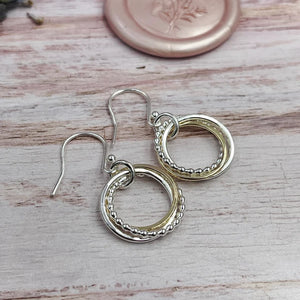 Entwined Ring Mixed Metal Earrings - 3 Rings