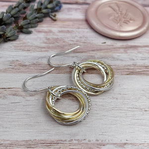 Entwined Ring Mixed Metal Earrings - 5 Rings