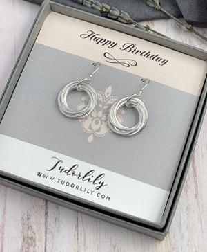 Petite Sterling Silver Entwined Rings Earrings - 5 Rings