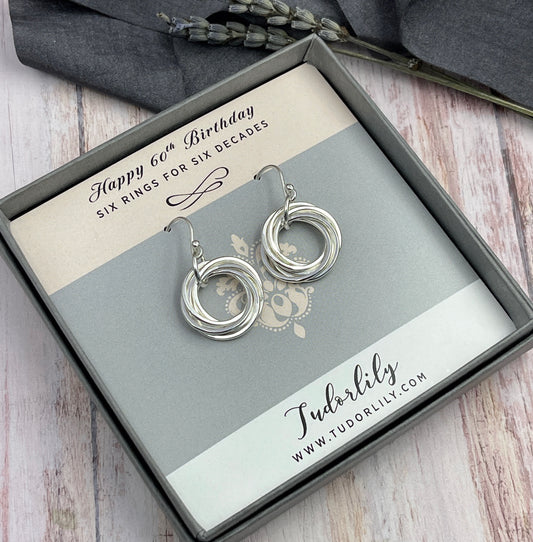 6 Petite Sterling Silver Entwined Rings Earrings